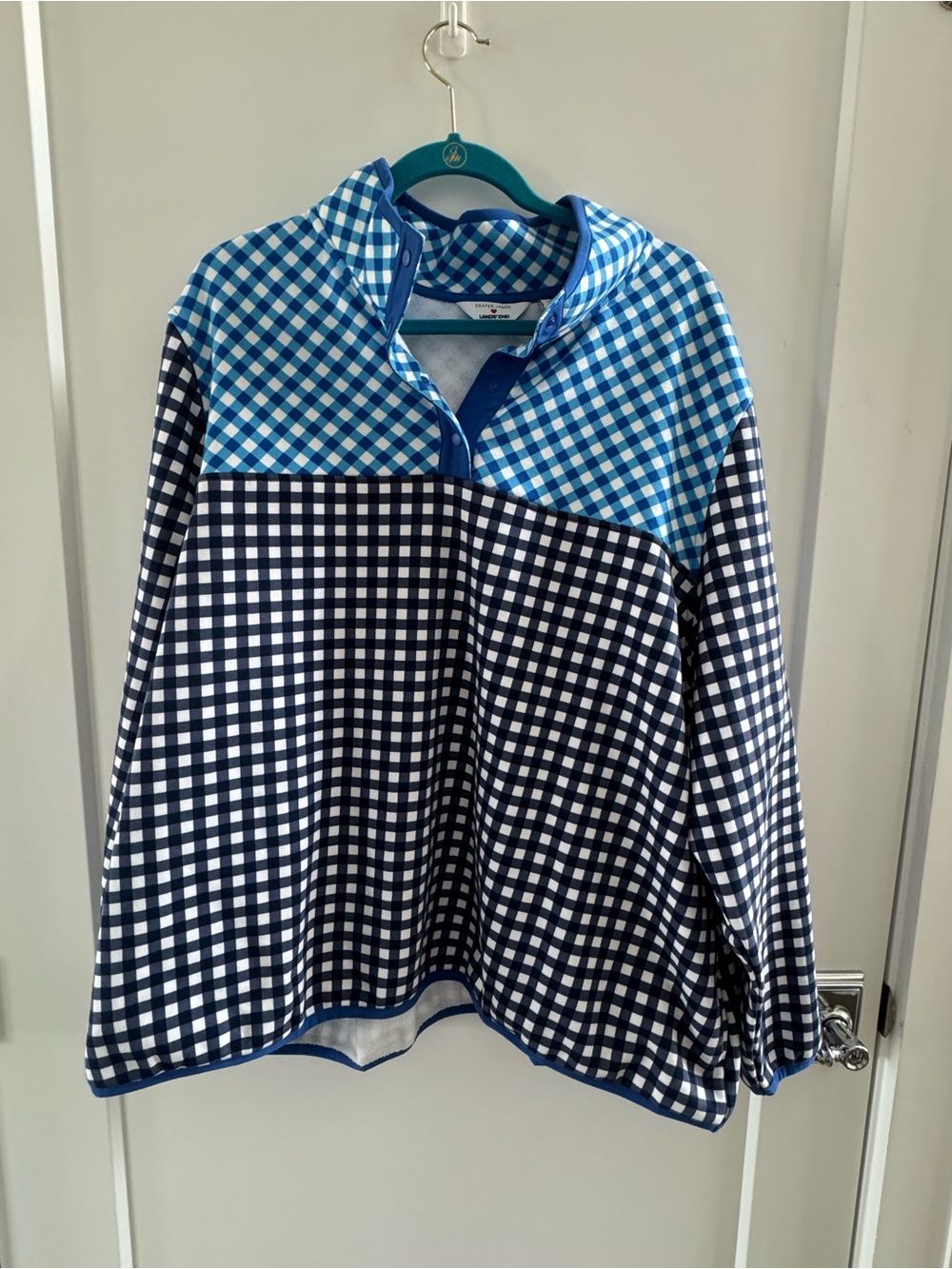 Draper James Blue & White Gingham Pullover